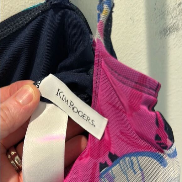 Kim Rogers Floral Takini SwimTop - Pink and Blue size Large - Picture 2 of 9